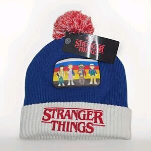 STRANGER THINGS POM KNIT HAT with Patch Netflix NEW With Tags ONE SIZE FITS ALL